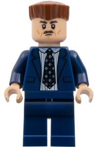 J. Jonah Jameson Minifigure - J. Jonah Jameson with reddish brown hair wearing a dark blue suit - sh1059