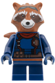 Rocket Raccoon with a reddish brown head, wearing a dark blue outfit and a dark red scarf - sh1068