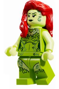 Poison Ivy Minifigure - Poison Ivy wearing a lime outfit with yellowish green arms and a flower - sh1086