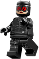 Catwoman wearing a black suit and mask with red lenses and leg straps - sh1089