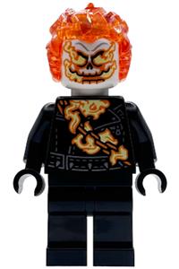 Ghost Rider Johnny Blaze Minifigure - Ghost Rider Johnathon "Johnny" Blaze with a white head and a flaming chain - sh1095