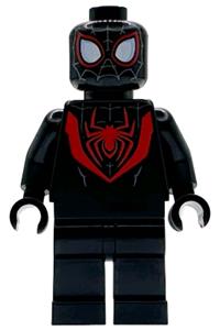 Spider-Man Minifigure - Spider-Man (Miles Morales) with dark bluish gray webbing on head and black hands - sh1099