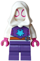 Ghost-Spider (Gwen Stacy) with dark purple medium legs, white hood, medium azure spider logo, and dark orange belt - sh1117