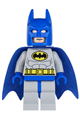 Batman with light bluish gray suit with yellow belt and crest, blue mask and cape - sh111