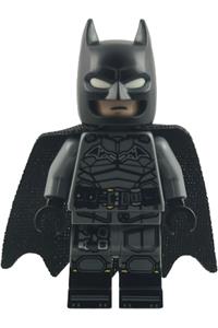 Batman Minifigure - Batman wearing a dark bluish gray suit, cowl with white eyes, and black boots - sh1121