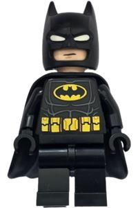 Batman Minifigure - Batman in a black suit with a yellow belt featuring medium nougat details, wearing a cowl with white eyes and a flexible rubber cape - sh1123