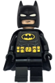 Batman in a black suit with a yellow belt featuring medium nougat details, wearing a cowl with white eyes and a flexible rubber cape - sh1123