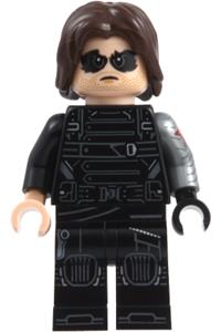 Winter Soldier Minifigure - Winter Soldier with dark brown hair and black and light nougat hands - sh1132