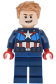 Captain America with hair, red hands, and a dark blue suit with a dark blue belt - sh1156