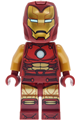 Iron Man in dark red and gold armor with round arc reactor, pearl gold arms, helmet with visor and glasses - sh1157