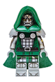 Dr. Doom - Dark Green Hood and Cape, Flat Silver Printed Arms and Legs - sh1158