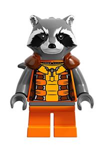 Rocket Raccoon Minifigure - Rocket Raccoon wearing an orange outfit - sh122