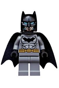 Batman Minifigure - Batman with dark bluish gray suit, gold belt, black hands, spongy cape, scuba mask head - sh162