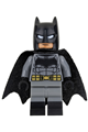 Batman with dark bluish suit, gold belt, black hands, spongy cape, large bat logo - sh218