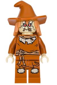 Scarecrow Minifigure - Scarecrow with a dark orange floppy hat - sh275