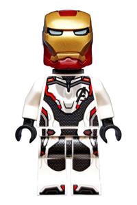 Iron Man Minifigure - Iron Man wearing a white jumpsuit and a neck bracket - sh575