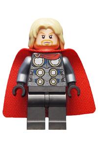 Thor Minifigure - Thor wearing a spongy cape (juniors) with pearl dark gray legs - sh645