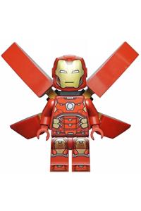Iron Man Minifigure - Iron Man with silver hexagon on chest and wings without stickers - sh673