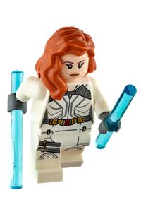 Black Widow Minifigure - Black Widow wearing a white jumpsuit - sh675