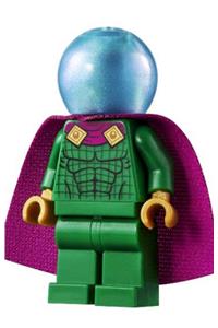 Mysterio, light bluish gray head, satin trans-light blue helmet, double hole cape sh709