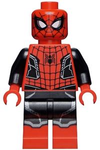 Spider-Man Minifigure - Spider-man wearing a black and red suit with a small black spider and silver trim (upgraded suit) - sh782
