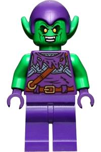 Green Goblin Minifigure - Bright green Green Goblin with a dark purple outfit and plain legs - sh813