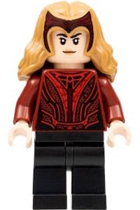 Scarlet Witch Minifigure - Scarlet Witch with plain black legs and hair featuring a tiara - sh831