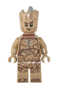 Groot Minifigure - Groot with a teenage version, in dark tan, and equipped with a neck bracket - sh836