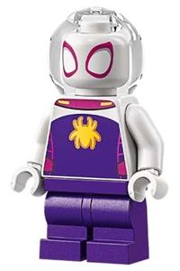 Ghost-Spider Minifigure - Ghost-Spider with medium legs wears a trans-clear helmet - sh863