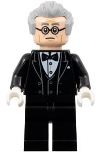 Alfred Pennyworth Minifigure - Alfred Pennyworth in a black tuxedo with light bluish gray hair - sh883