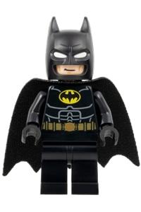 Batman Minifigure - Batman wearing a black suit with a gold belt and a cowl featuring white eyes - sh886