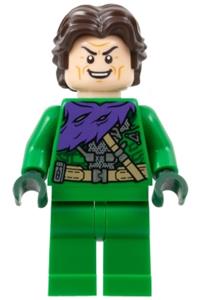 Green Goblin Minifigure - Green Goblin with dark brown hair, wearing green outfit without mask - sh888