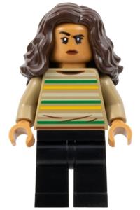 MJ (Michelle Jones) Minifigure - Michelle Jones has dark brown wavy hair and wears a dark tan striped shirt - sh894
