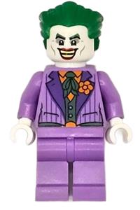 The Joker Minifigure - The Joker in a medium lavender suit with a dark green vest and green hair swept back - sh903