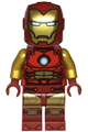 Iron Man in dark red and gold armor with a round arc reactor, pearl gold arms, and a one-piece helmet - sh910