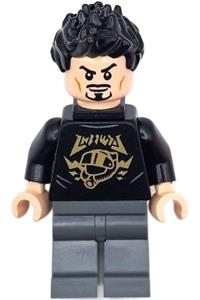 Tony Stark - Black Shirt with Gold Helmet, Pin Holder on Back sh928