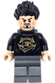 Tony Stark wearing a black shirt with a gold helmet and a pin holder on his back - sh928