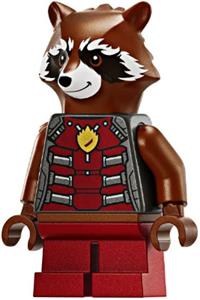 Rocket Raccoon - dark red and pearl dark gray outfit, reddish brown head sh936