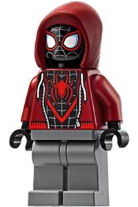 Spider-Man (Miles Morales) - Miles Morales Spider-Man wearing a dark red hood and dark bluish gray legs - sh943