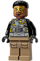 LEGO minifigure with a medium brown head wearing a black and dark tan outfit and small electricity wings - sh945