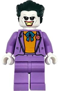 The Joker Minifigure - The Joker with dark green hair wearing a medium lavender suit and a bright light orange vest - sh960