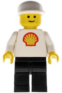 Shell Worker Minifigure - Classic shell minifigure with black legs and a white cap - shell003