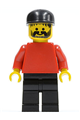 Minifigure with red torso and arms, black legs, and cap - soc007