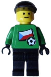 Czech Goalie Minifigure - Czech soccer player with Czech goalie attire, featuring Czech flag torso sticker and white number sticker on back - soc012s02