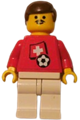 Soccer player with Swiss Player 1 minifigure, Swiss flag torso sticker on front, and black number sticker on back - soc018s03