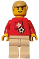 Swiss Player 2 soccer minifigure with Swiss flag torso sticker on front and black number sticker on back - soc024s03