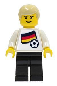 German Player Minifigure - German Player 2 soccer player with a German flag torso sticker on the front and a black number sticker on the back - soc025s01
