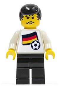 German Player Minifigure - German soccer player wearing German Player 3 jersey with German flag sticker on front and black number sticker on back - soc031s01