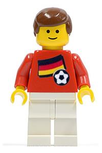 Belgian Player Minifigure - Belgian soccer player with Belgian flag torso sticker on front, and black number sticker on back - soc036s02
