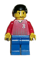 Soccer player on the red and blue team wearing a shirt with the number 2 - soc061